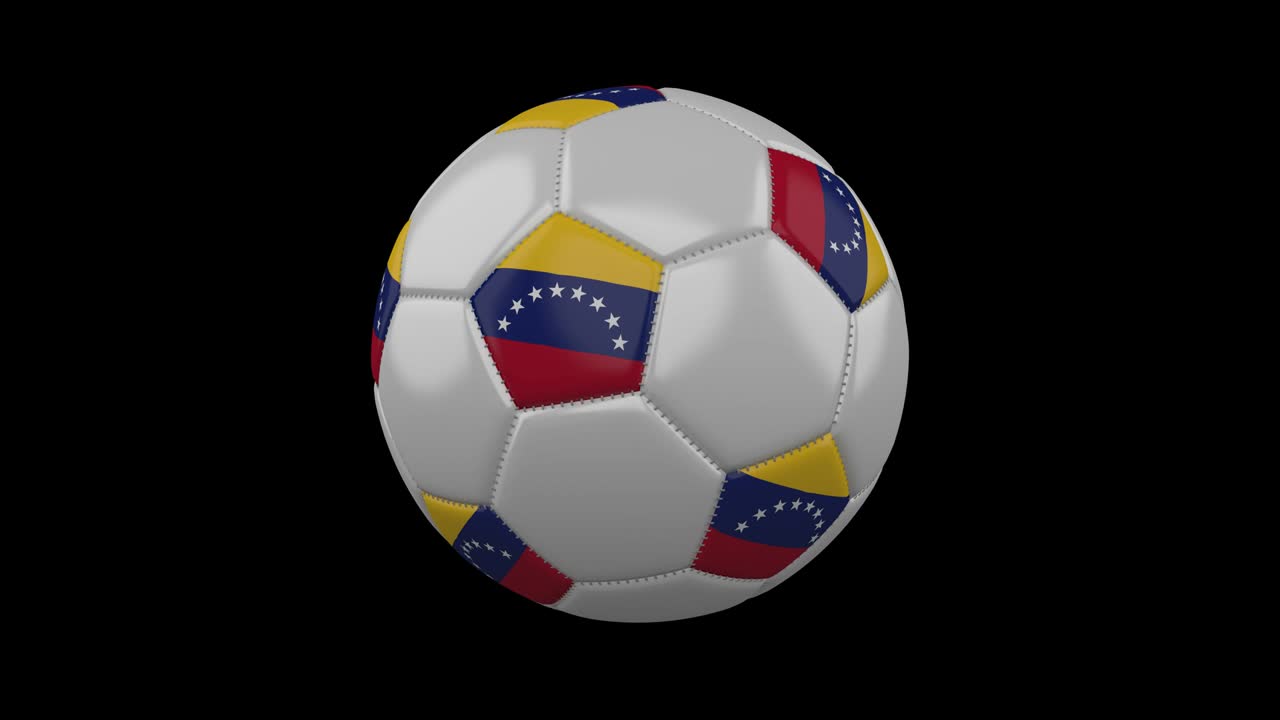 pelota de fútbol con bandera de venezuela, bucle, 4k alfa