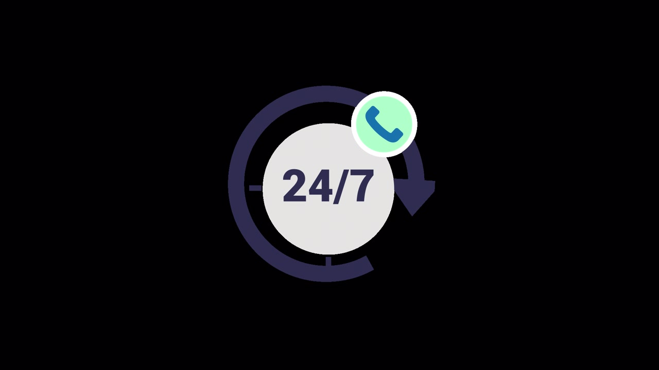 Animeret 24/7 kundeservice telefonsupport-ikon