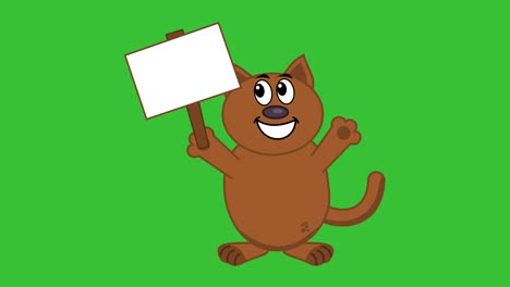 un gato sonriente con un cartel - animación