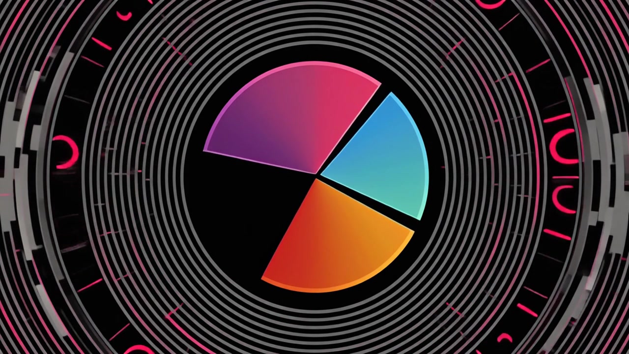 Animated Pie Chart with Digital Data Visualization Interface