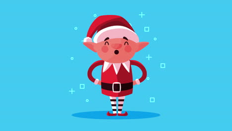 merry christmas animation with elf standing