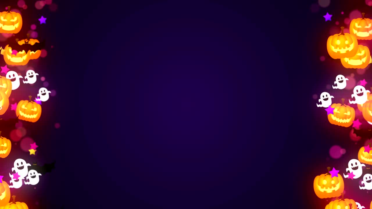 fiesta de halloween bonita en el fondo púrpura, bucle