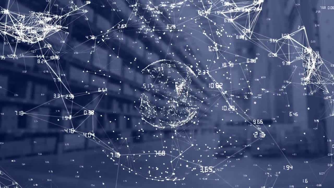 창고를 통한 연결을 가진 지구의 애니메이션