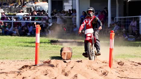 rider performs barrel racing at outdoor event