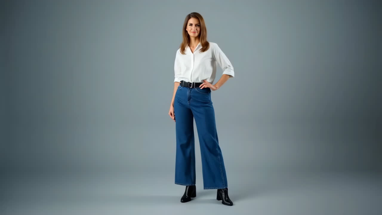 Woman in jeans and white shirt