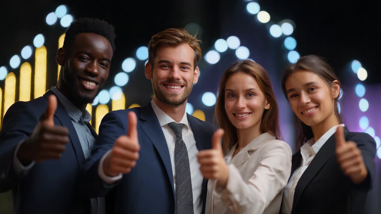 Successful Business Team Giving Thumbs Up