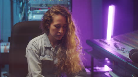 Woman-Playing-Synthesizer-in-Recording-Studio