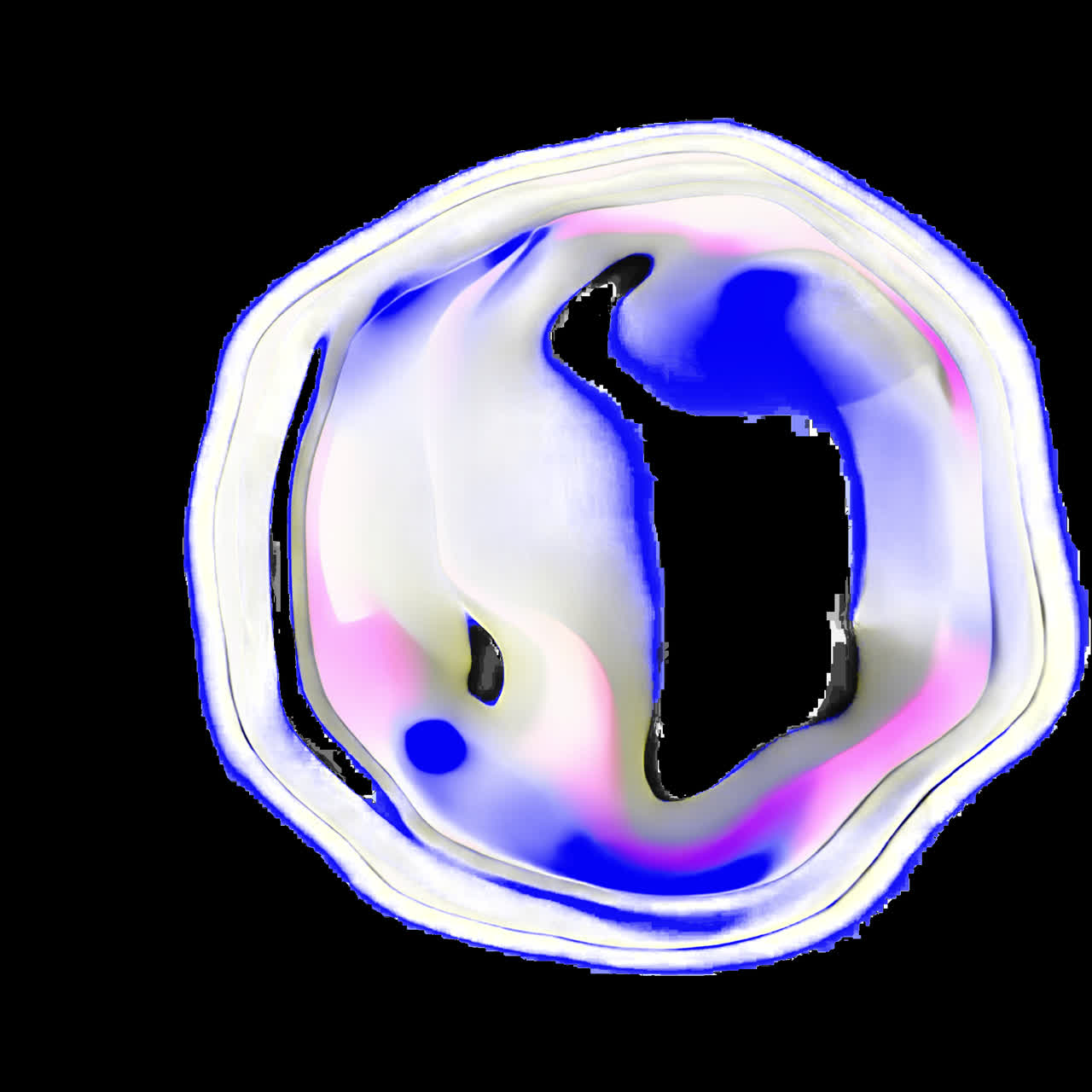 Abstract colorful fluid shape animation isolated asset, transparent 4K video, alpha channel, ProRes