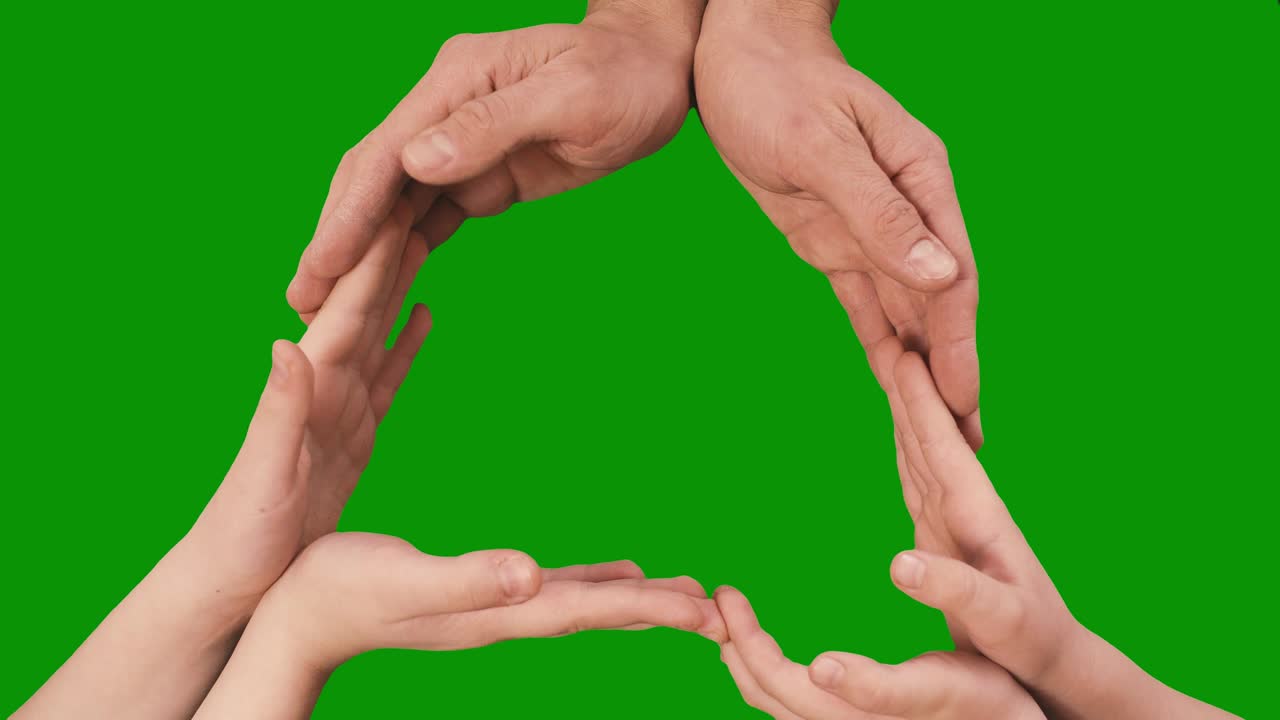 남자 및 어린이 손 크로마 키