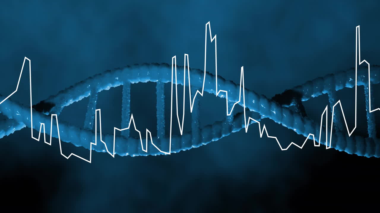 Animation of digital data processing over dna strand spinning