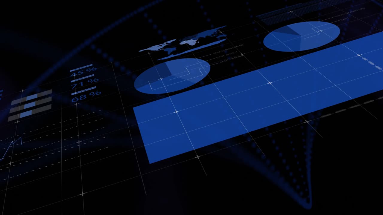 animación del procesamiento de datos financieros y las estadísticas