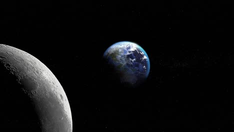 Planet-Earth-and-moon--In-Space