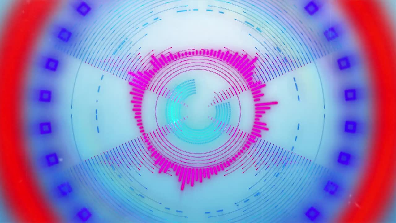 animazione di forme e cerchi su sfondo blu