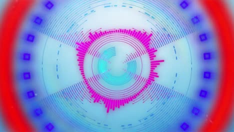 animation of shapes and circles on blue background