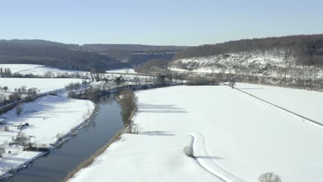 Drone-Aerial-of-scenic-and-relaxing-winter-landscapes-in-Germany