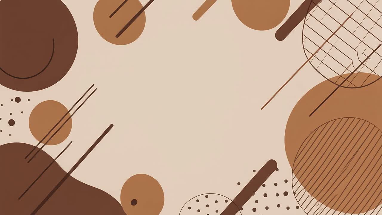 Forme geometriche astratte in movimento su sfondo marrone e beige