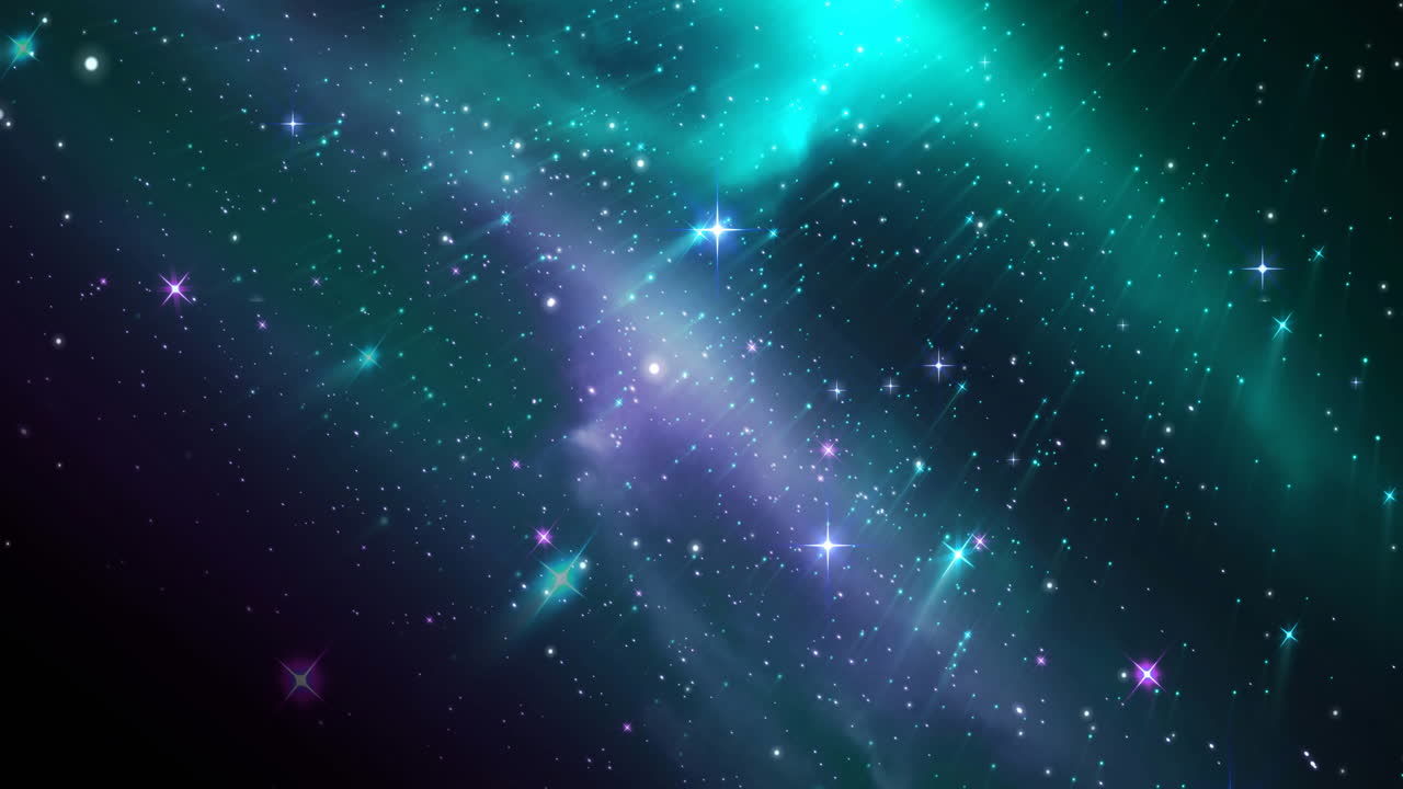 우주 에서 빛나는 별 들 과 은하계 의 애니메이션