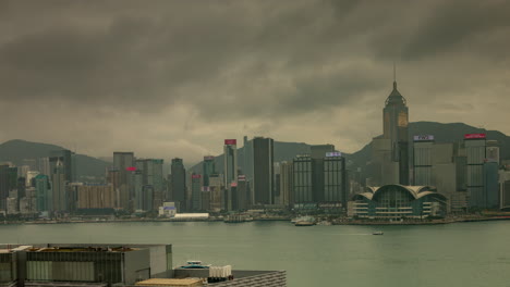 hong kong city skyline on a cloudy day