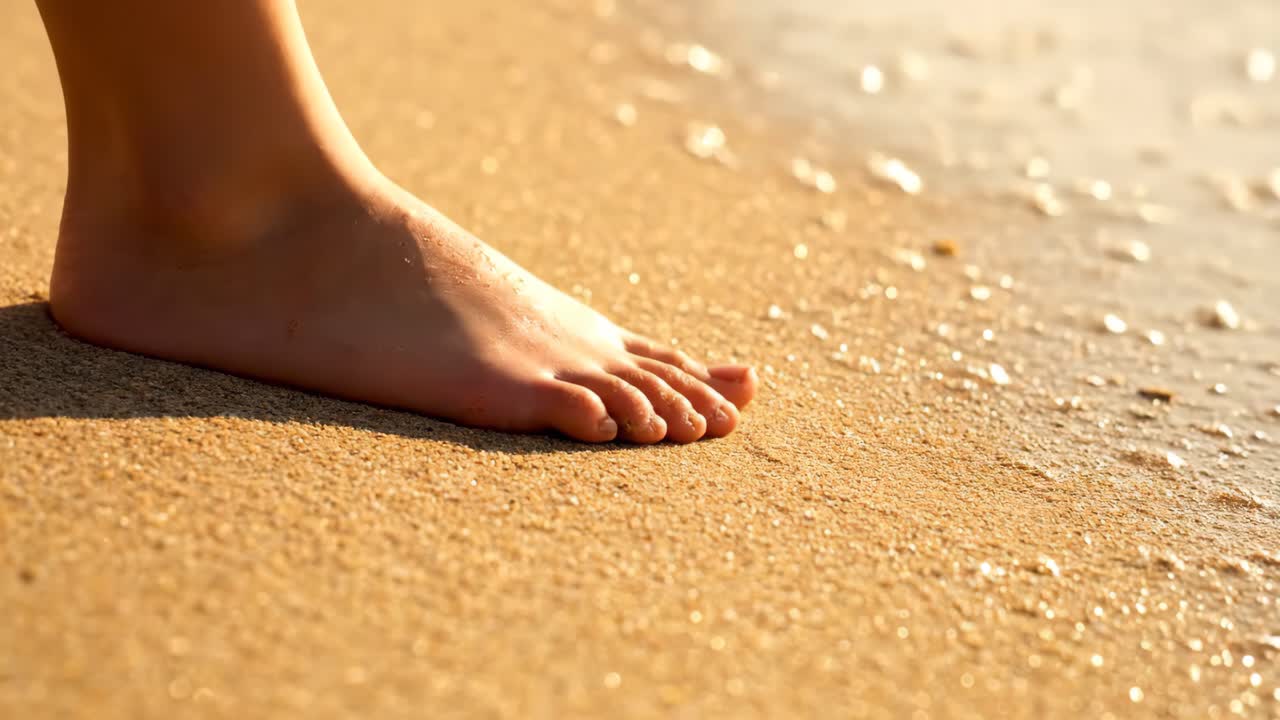 Foot on a sandy beach