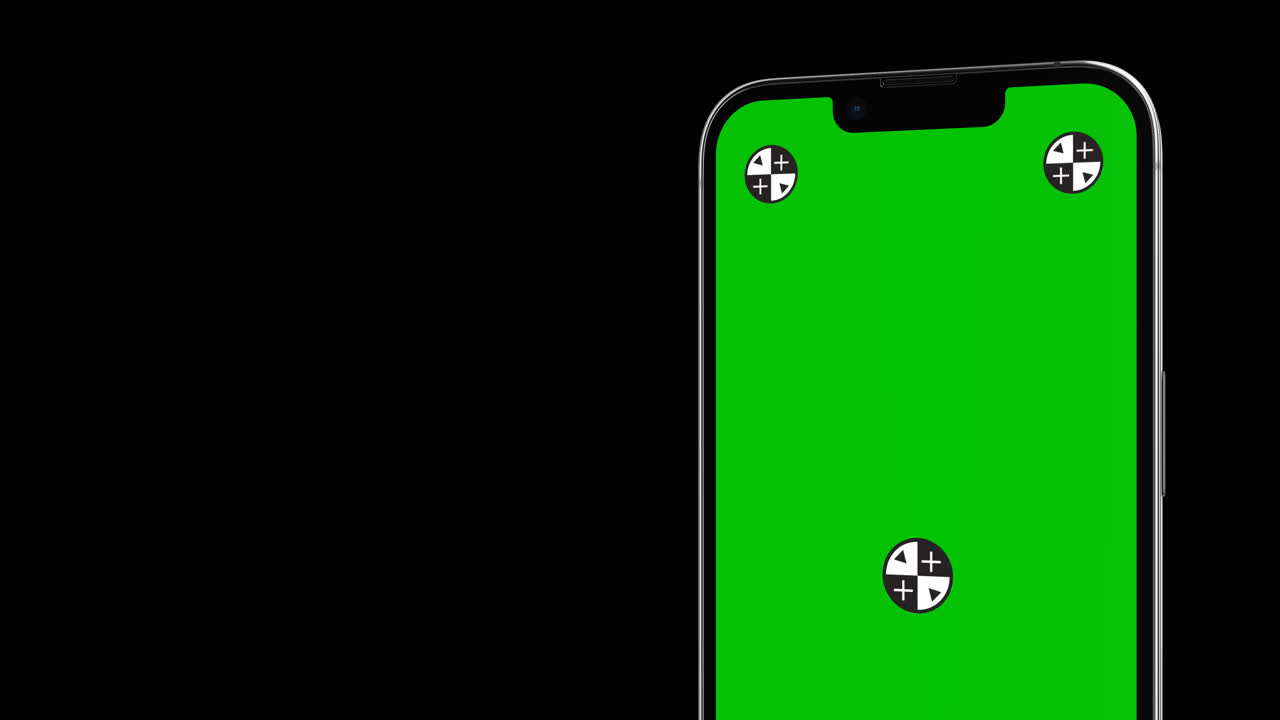 Smartphone con schermo verde e marcatori di tracciamento