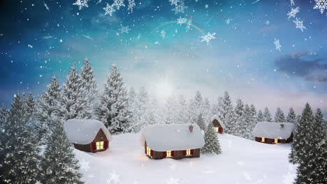 Animation-of-snow-falling-over-winter-landscape-at-christmas