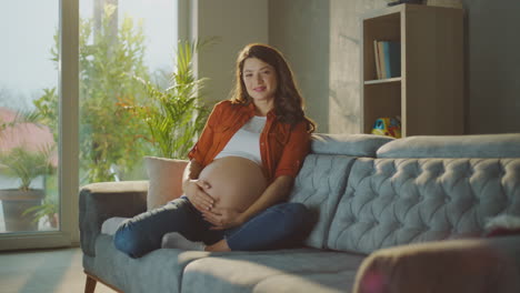 pregnant woman relaxing at home