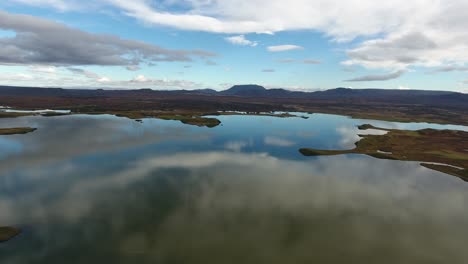 myvatn lake in iceland by drone