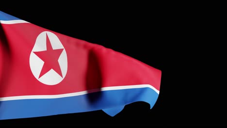 Bandera-De-Corea-Del-Norte-Ondeando-Contra-Fondo-Negro