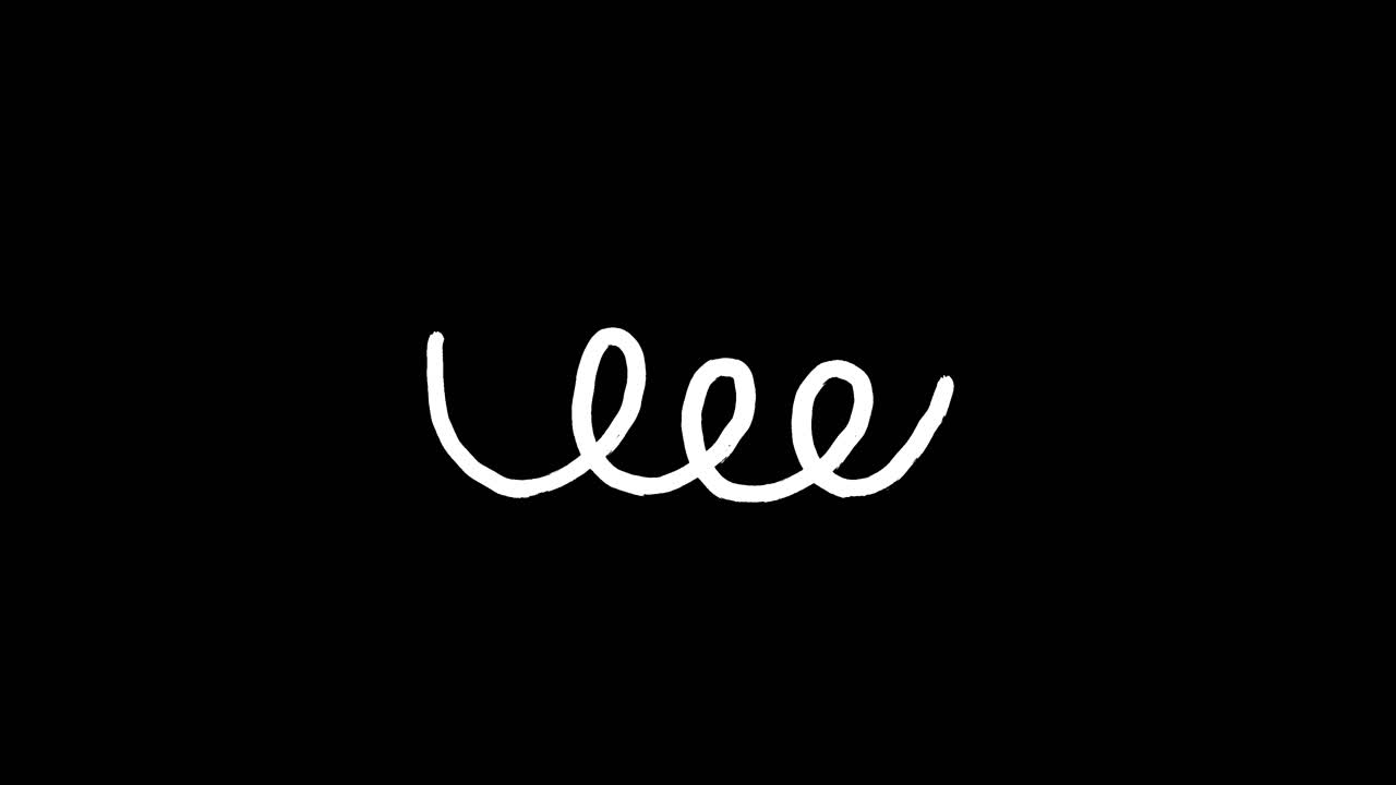 Hand Drawn White Wavy Line Animating on Black Background