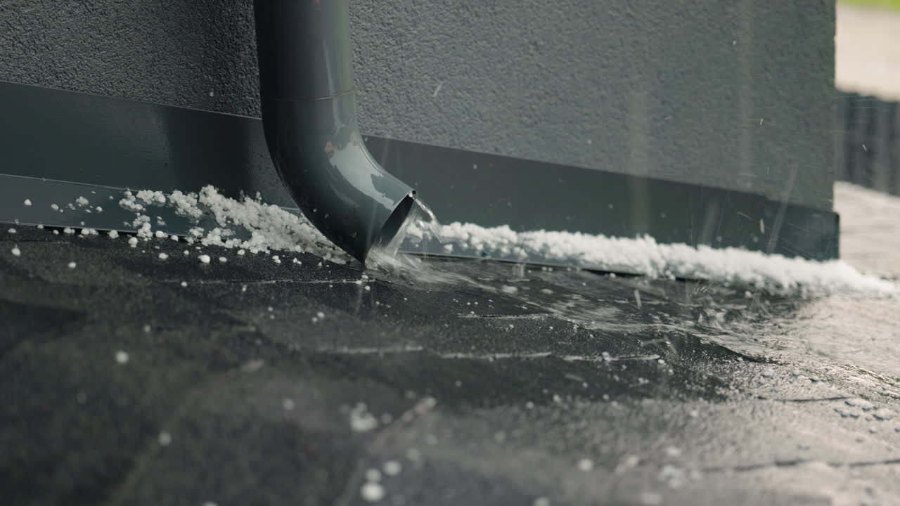 Water Runoff from Roof Gutter in Winter