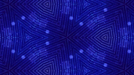 kaleidoscopic abstract theme. 4k looped sci-fi 3d background with glow blue particles form lines, surfaces, pattern complex symmetrical structures