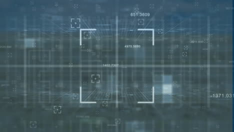 animación de múltiples números cambiantes y escaneo de alcance sobre procesamiento de datos en fondo gris
