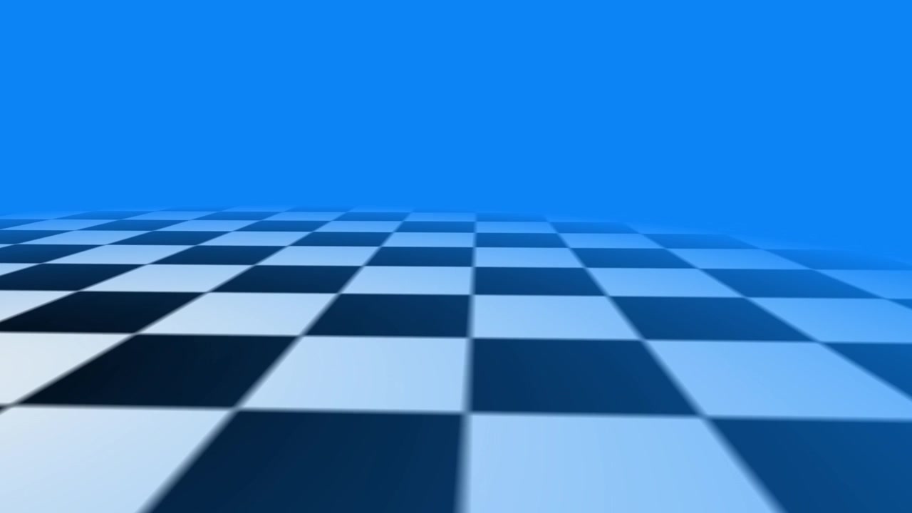 3D-gengivelse af ternet gulv i perspektiv på blå baggrund, der skaber geometrisk animation designet til designvisualiseringer, motion graphics og videooverlejringer.