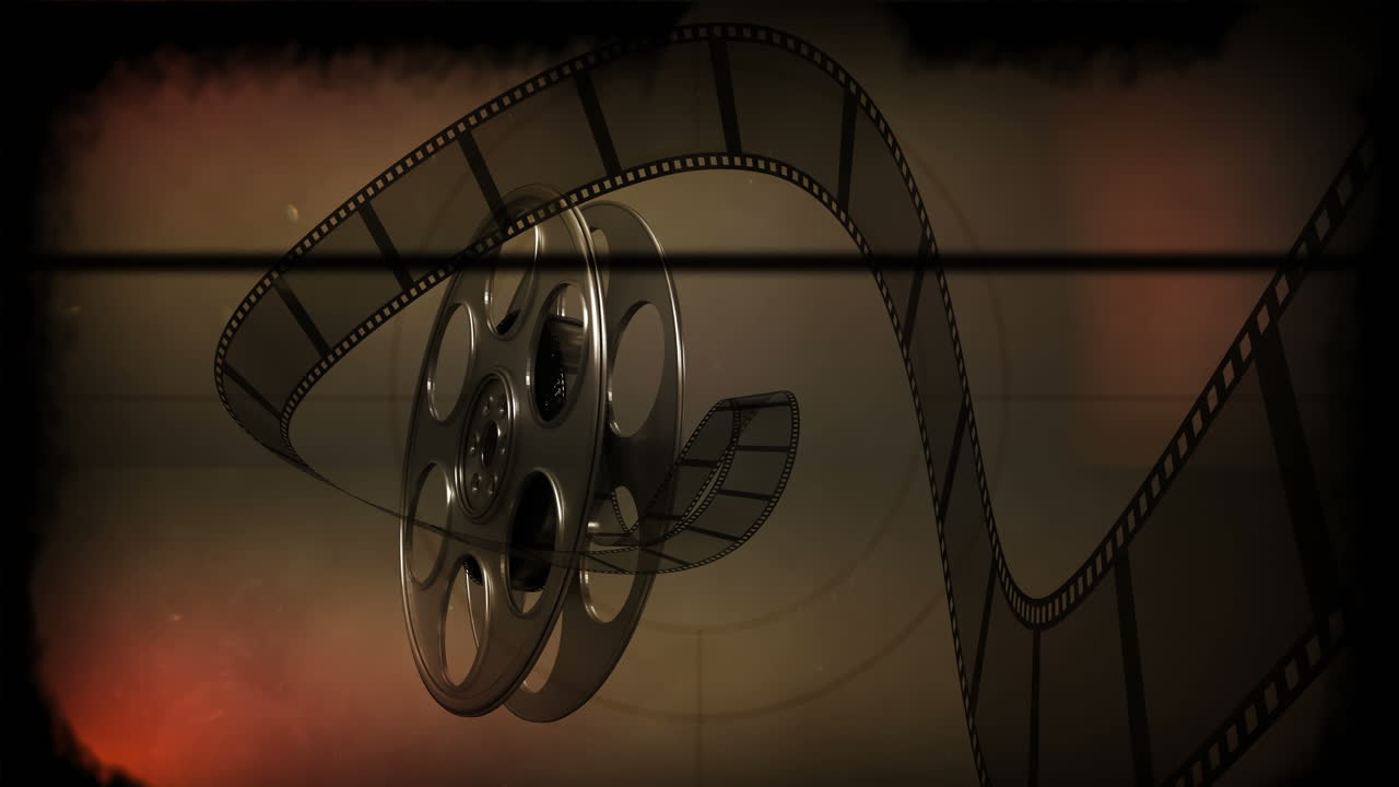 필름 릴에서 굴러 나오는 필름