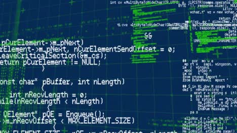 Animation-of-data-processing-over-grid-on-blue-background