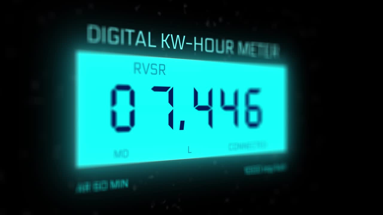 Seconds digital clock countdown Blue numbers on a Computer Screen in Defocus