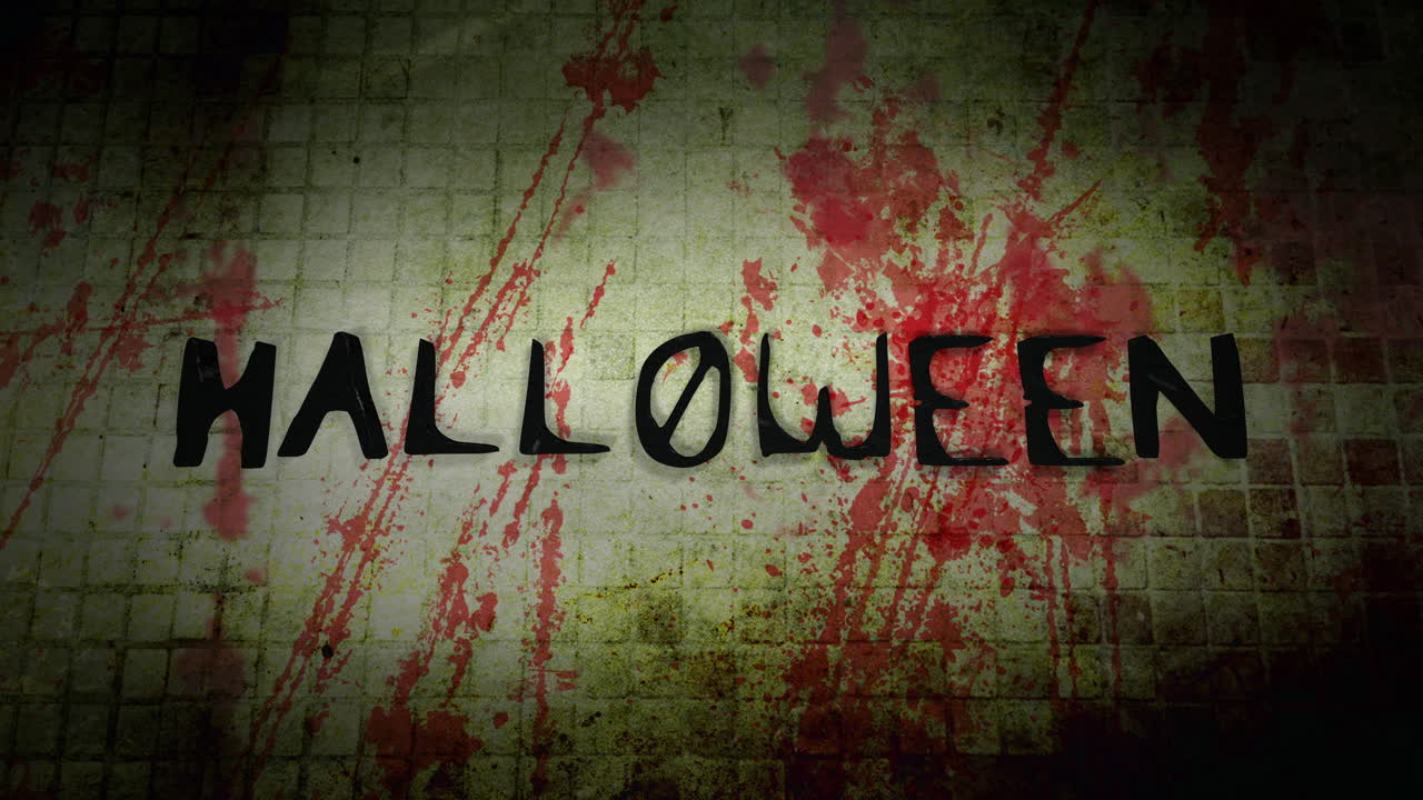 halloween en la pared oscura con sangre