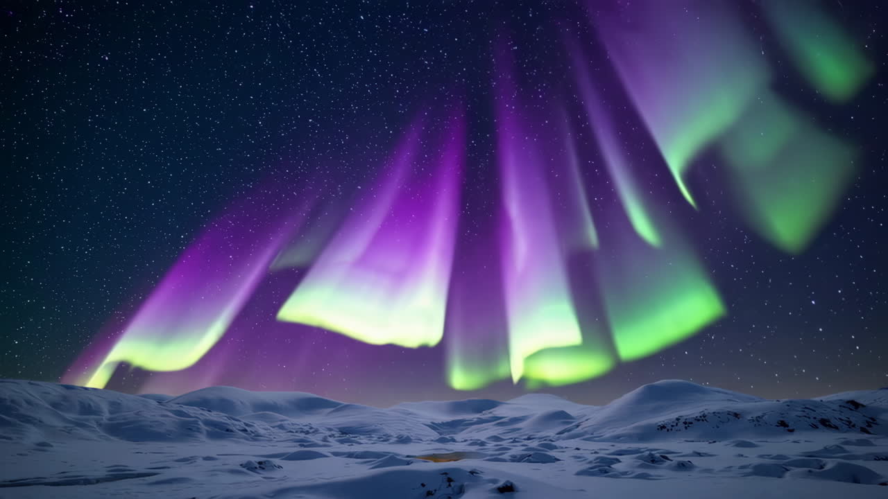 Aurora Borealis over Snowy Landscape