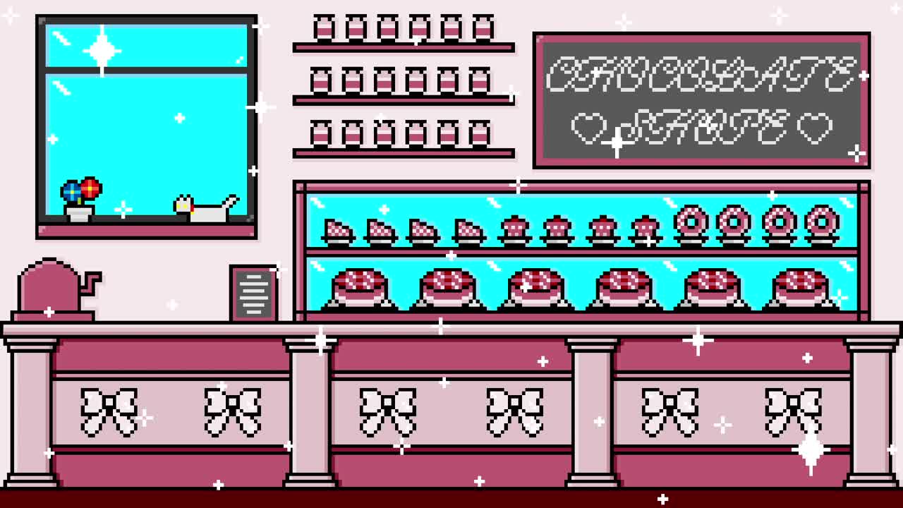 Pixel Strawberry chocolate Shop Looping animated background. 1080p (1).mp4