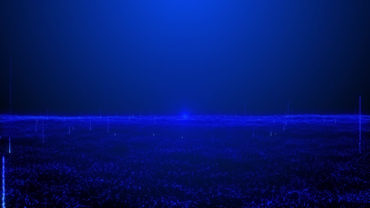 추상적인 디지털 입자 파동과 조명 배경, 기술 및 미래 개념