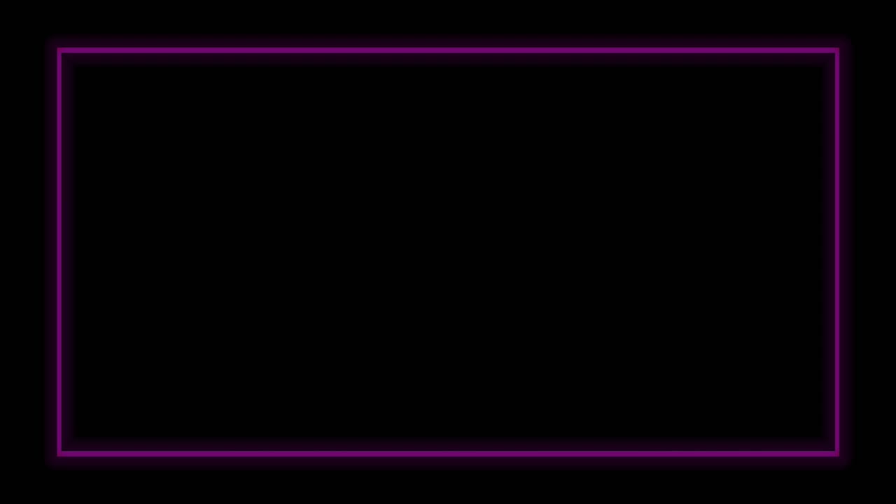 Cadre rectangulaire moderne à néon violet scintillant, animation minimaliste en motion graphic sur fond sombre