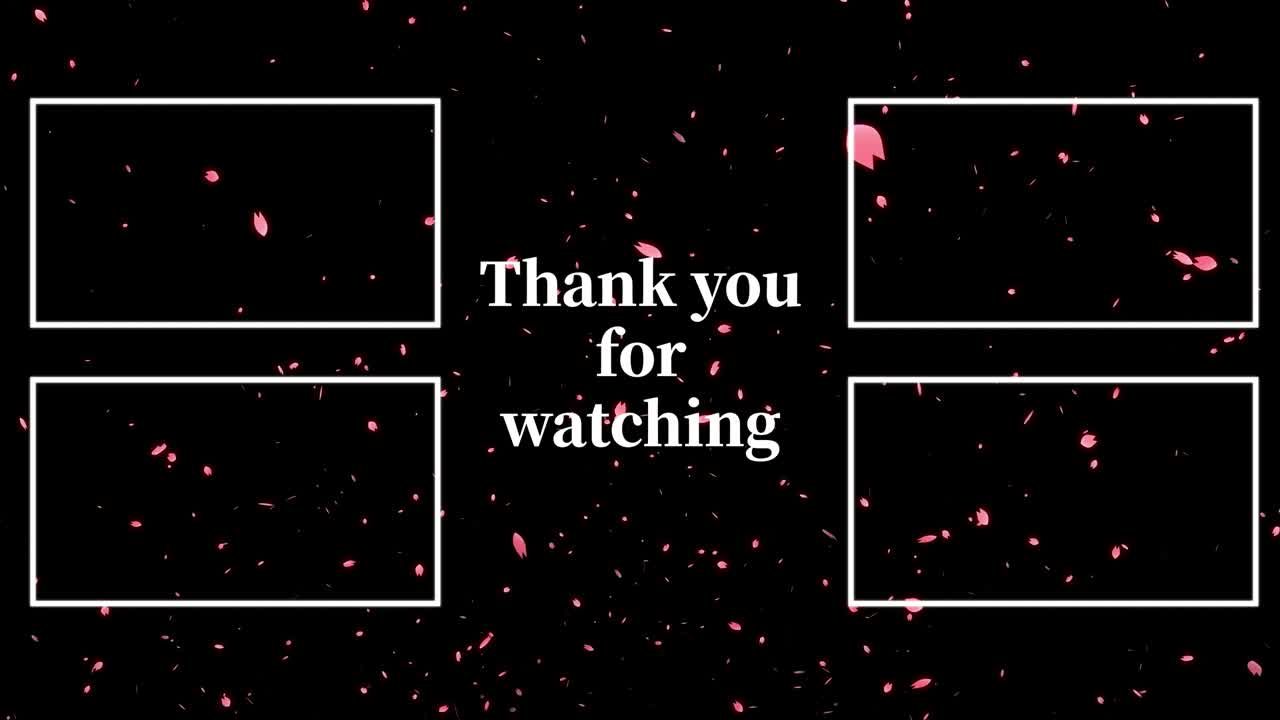 체리 꽃 잎자루 입자 끝 카드 끝 화면 모션 그래픽