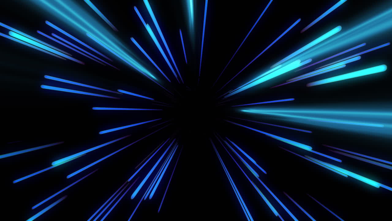 Animation of blue neon light trails over black background