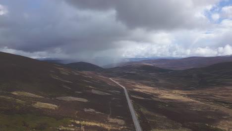 remote road in the scottish highlands panoramic aerial view