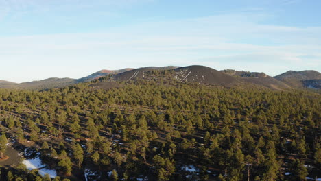 Birds-eye-view-of-Sunset-Crater-volcano-at-national-monument,-Arizona