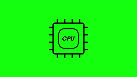 transparent black cpu electronic processor chip icon green screen 10 animations chroma key