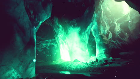 enchanted green cave: a mystical fantasy landscape