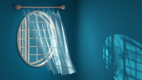 loop animation of the blowing curtain, interior background, 3d rendering.