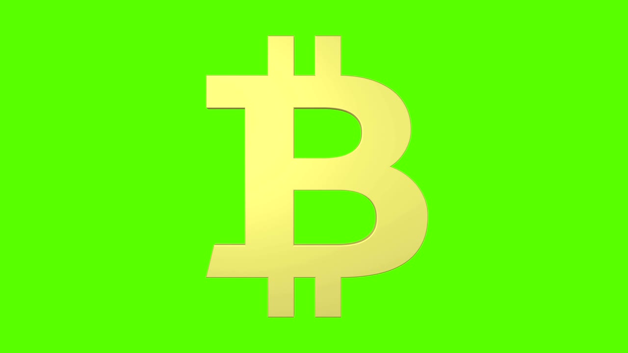 bitcoin cryptocurrency icon logo 3d rotating loop green screen