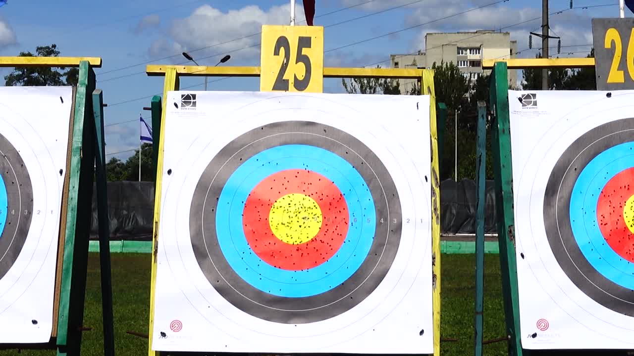 Targets for archery. Shooting in the summer